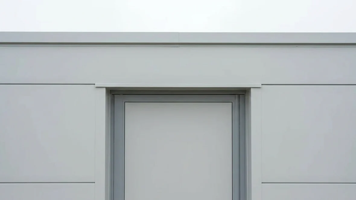 Close-up of coated panel joints and door surround on a food factory near Swindon