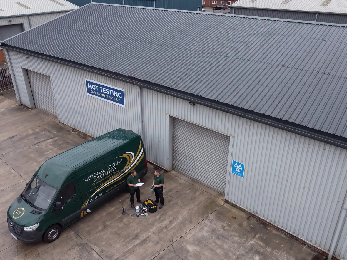Roof Coating on an MOT Garage near Swindon, Wiltshire