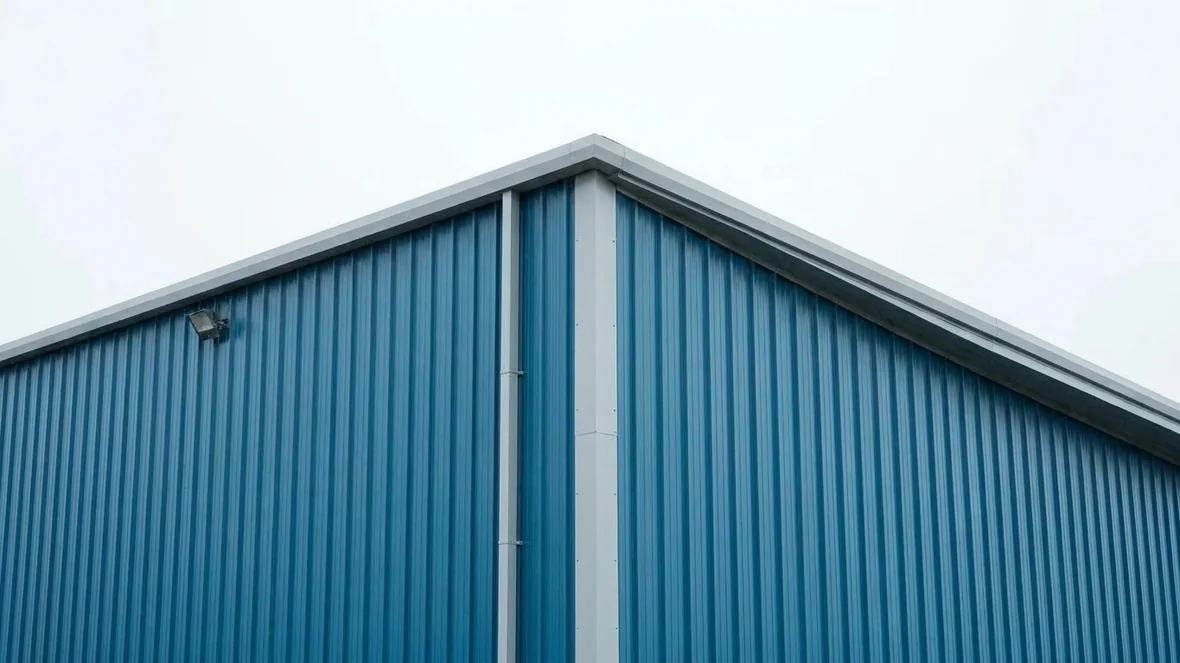 Coated cladding corner detail on a leisure centre near Blackpool