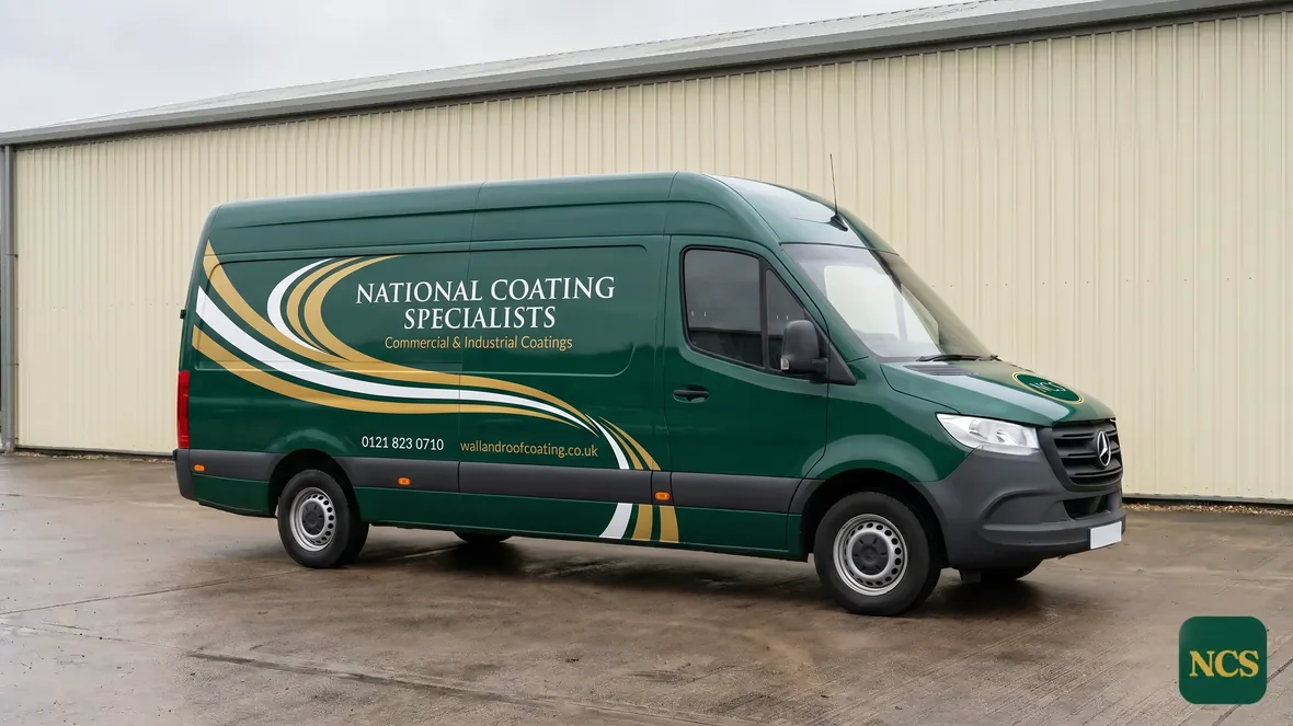 National Coating Specialists sign-written van outside a commercial building