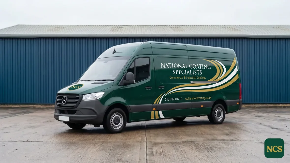 National Coating Specialists sign-written van outside a commercial unit