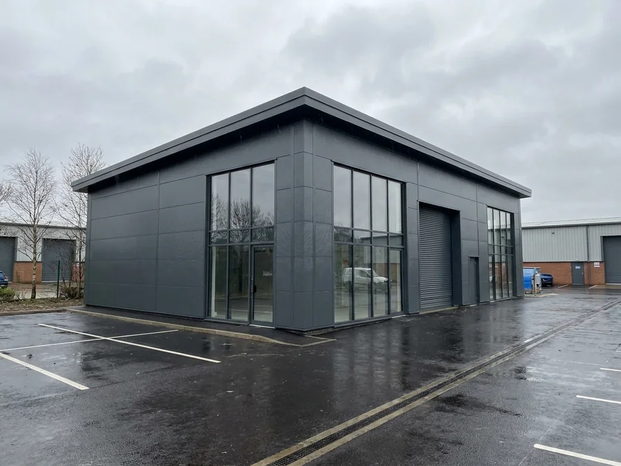 Industrial unit in Manchester after full cladding refurbishment.