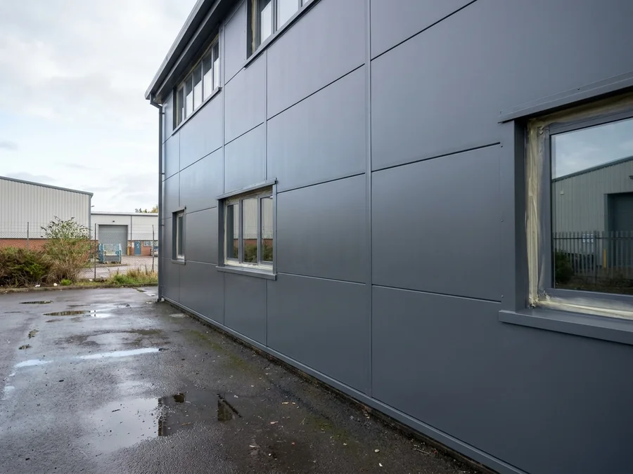 A smooth, consistent finish on agricultural building panels.