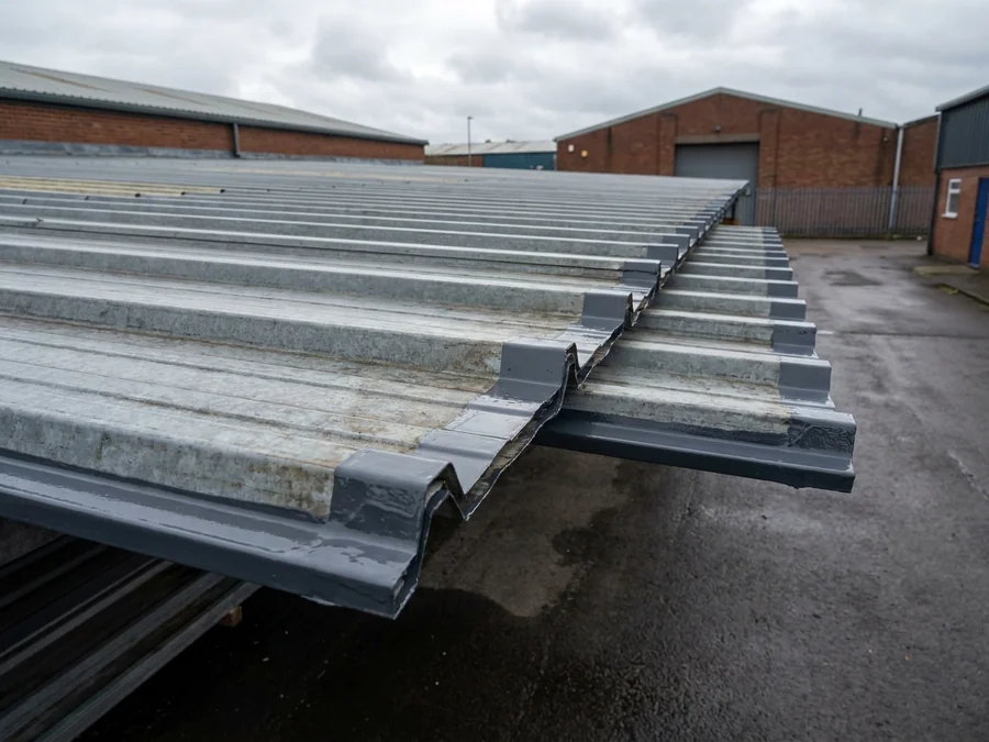 The completed cut edge corrosion treatment on a commercial unit, with a clean, protected finish.